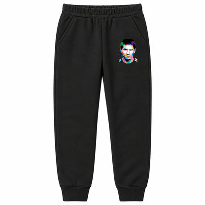 Lionel Messi Face Art Soccer youth jogger sweatpants, Black, Youth Large ages 10–12