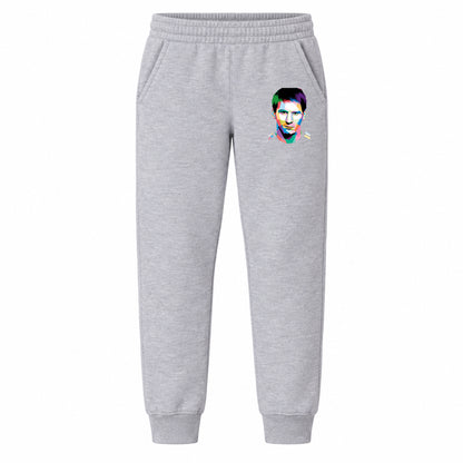 Lionel Messi Face Art Soccer youth jogger sweatpants, Grey, Youth Large ages 10–12