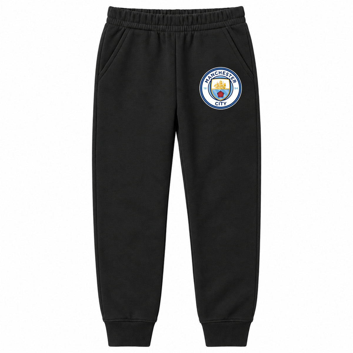 Manchester City Soccer youth jogger sweatpants, Black, Youth Large ages 10–12
