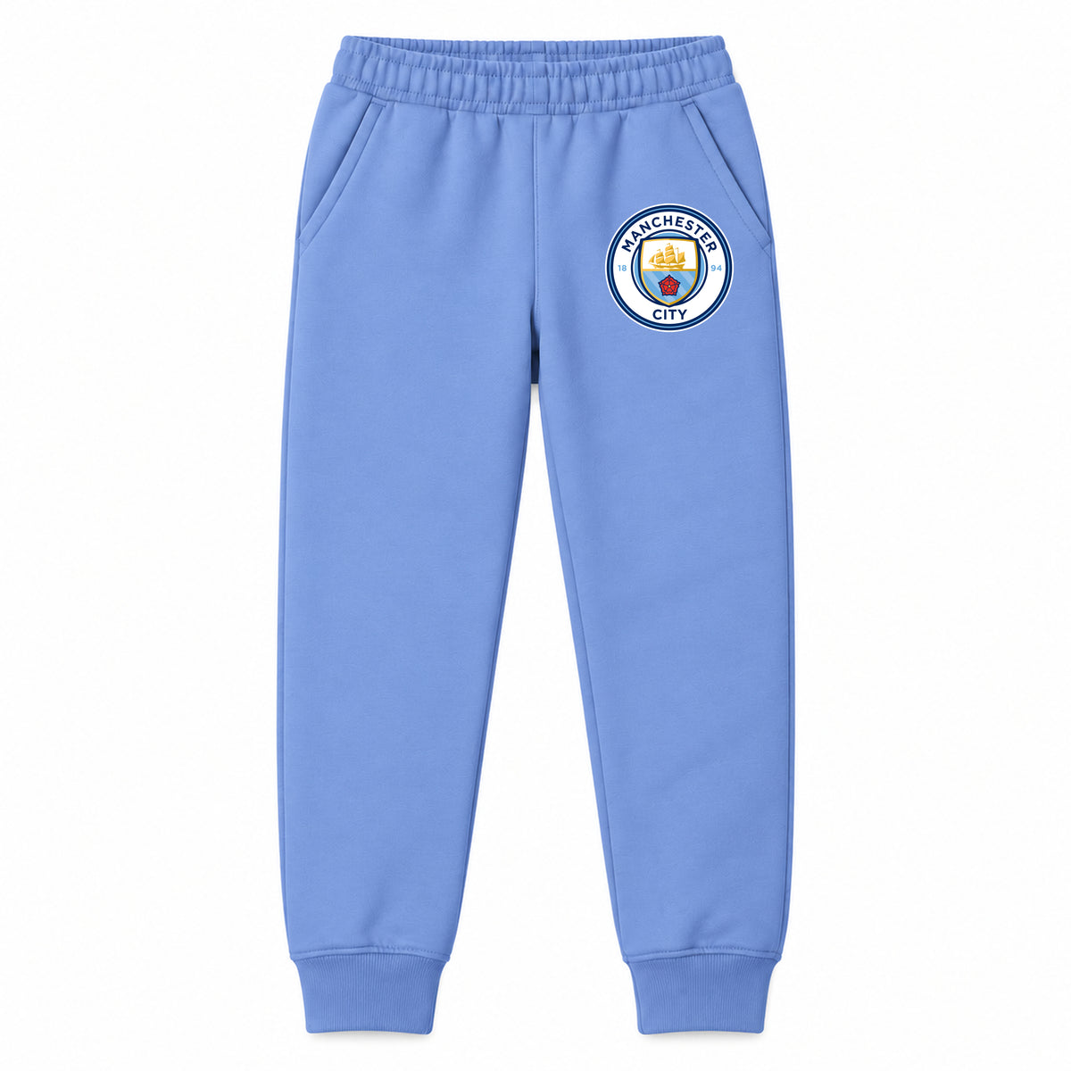 Manchester City Soccer youth jogger sweatpants, Carolina Blue, Youth Large ages 10–12
