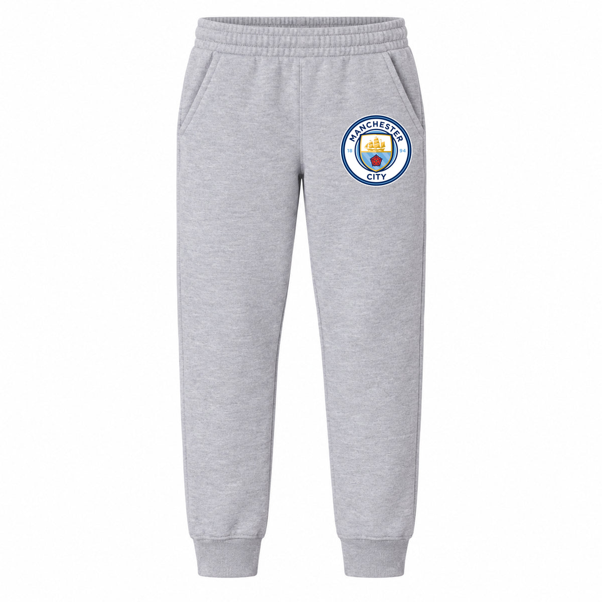 Manchester City Soccer youth jogger sweatpants, Grey, Youth Large ages 10–12