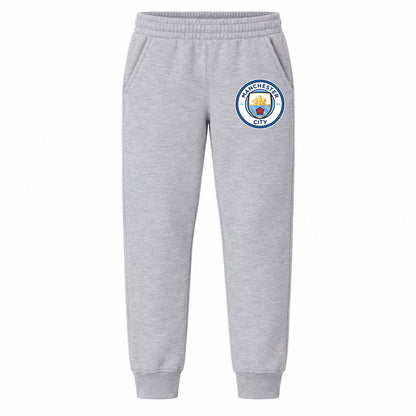 Manchester City Soccer youth jogger sweatpants, Grey, Youth Large ages 10–12