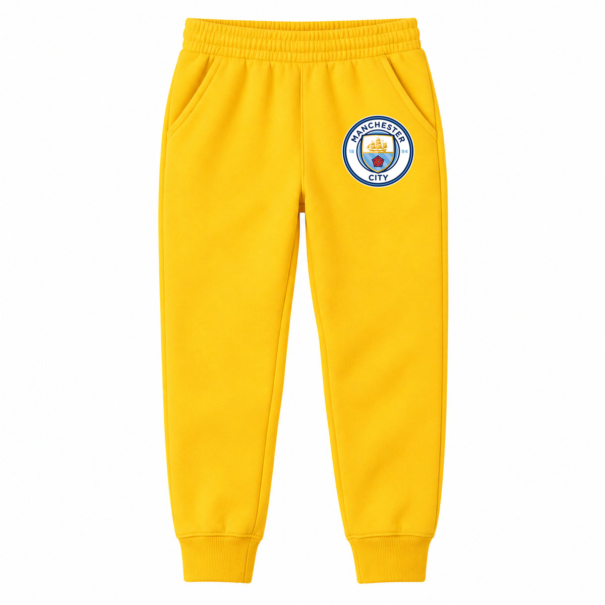 Manchester City Soccer youth jogger sweatpants, Yellow, Youth Large ages 10–12