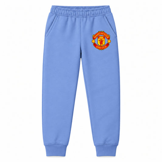 Manchester United Soccer youth jogger sweatpants, Carolina Blue, Youth Large ages 10–12