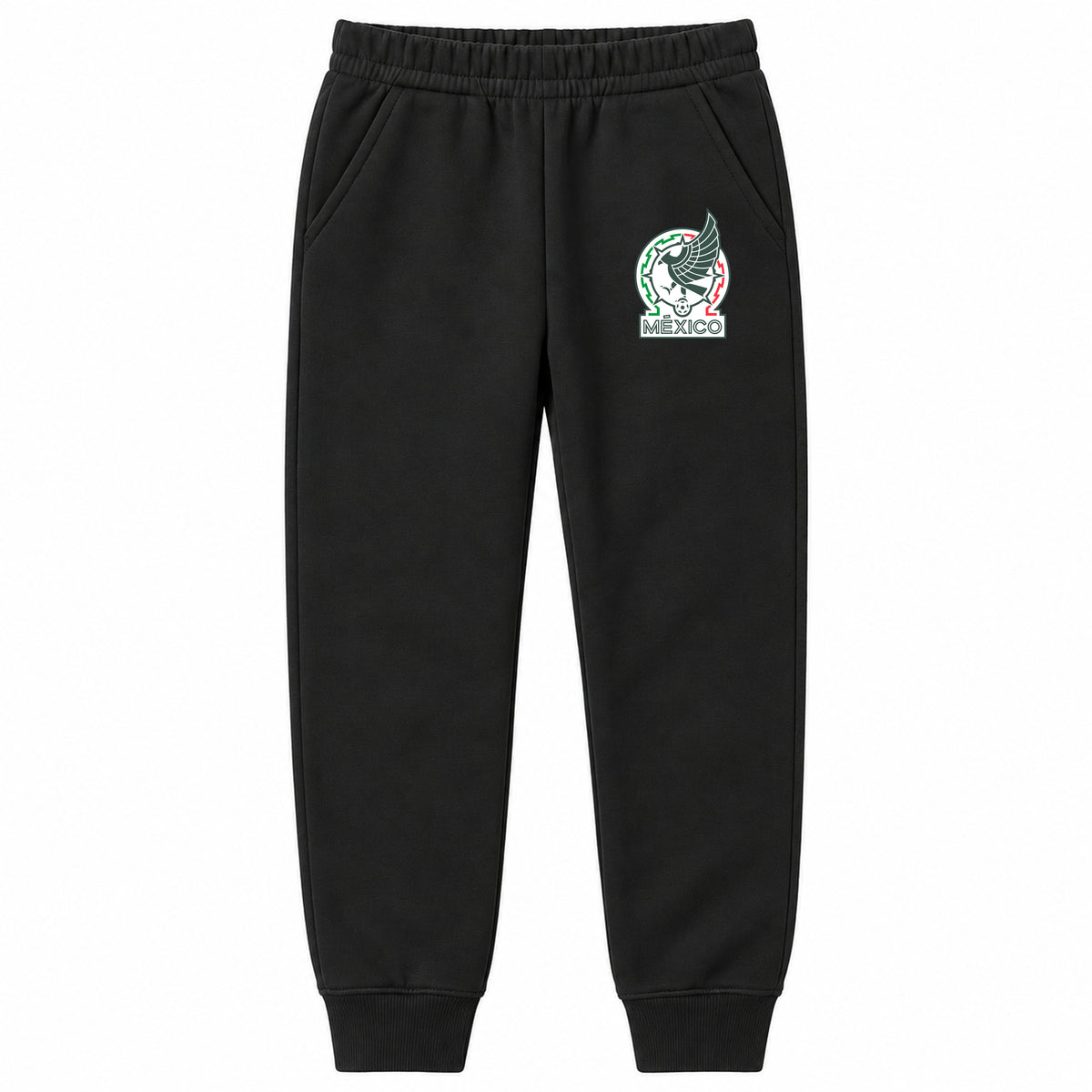 Mexico Soccer youth jogger sweatpants, Black, Youth Large ages 10–12