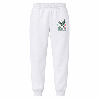 Mexico Soccer youth jogger sweatpants, White, Youth Large ages 10–12