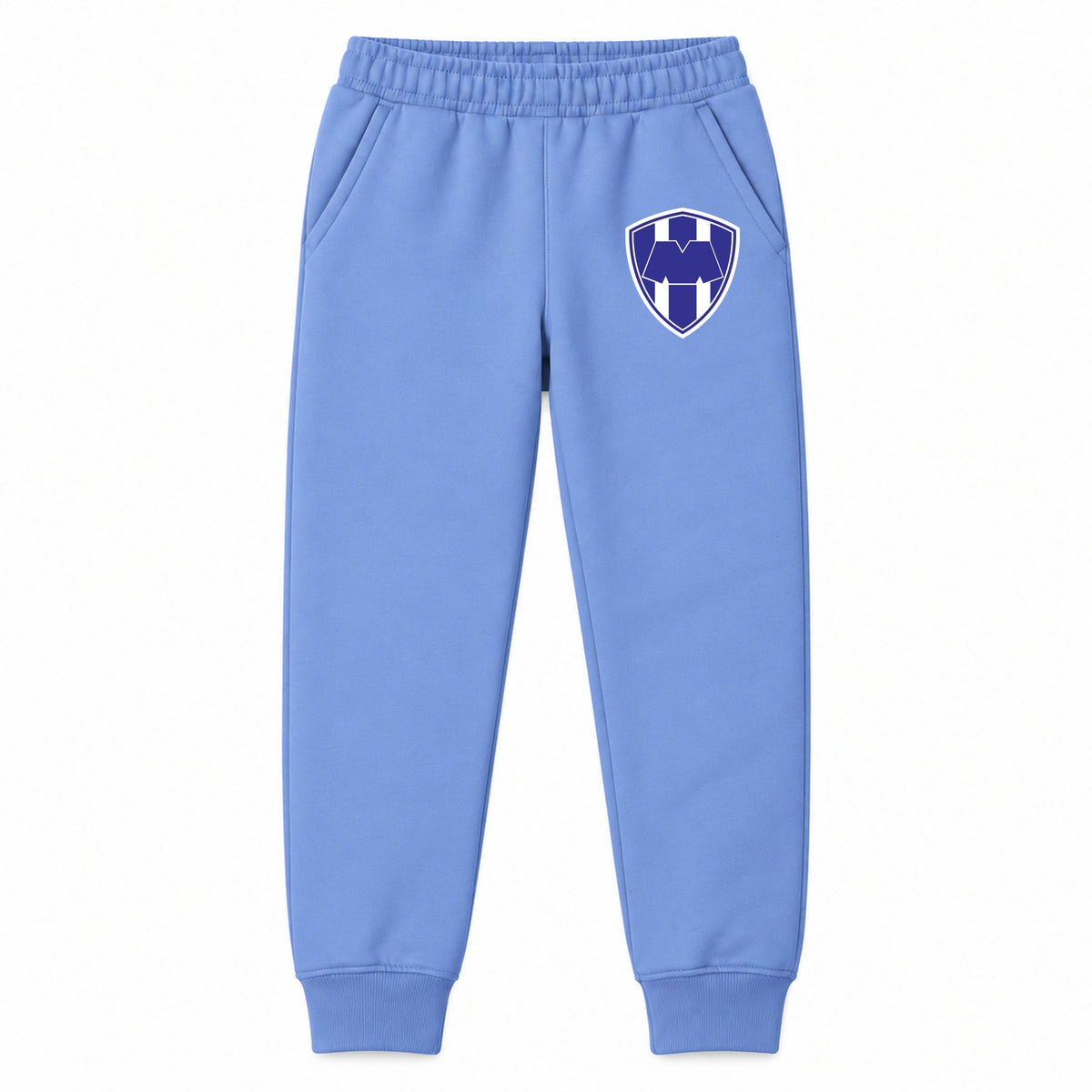 Monterrey FC youth jogger sweatpants, Carolina Blue, Youth Large ages 10–12