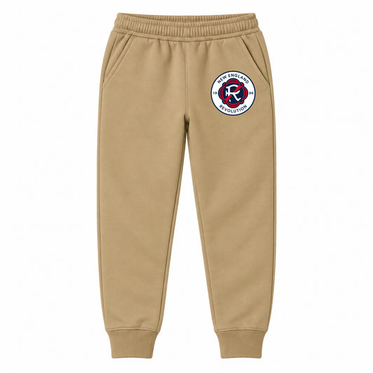 New England Revolution FC youth jogger sweatpants, Khaki, Youth Large ages 10–12