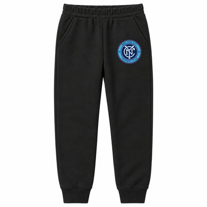 New York City FC youth jogger sweatpants, Black, Youth Large ages 10–12