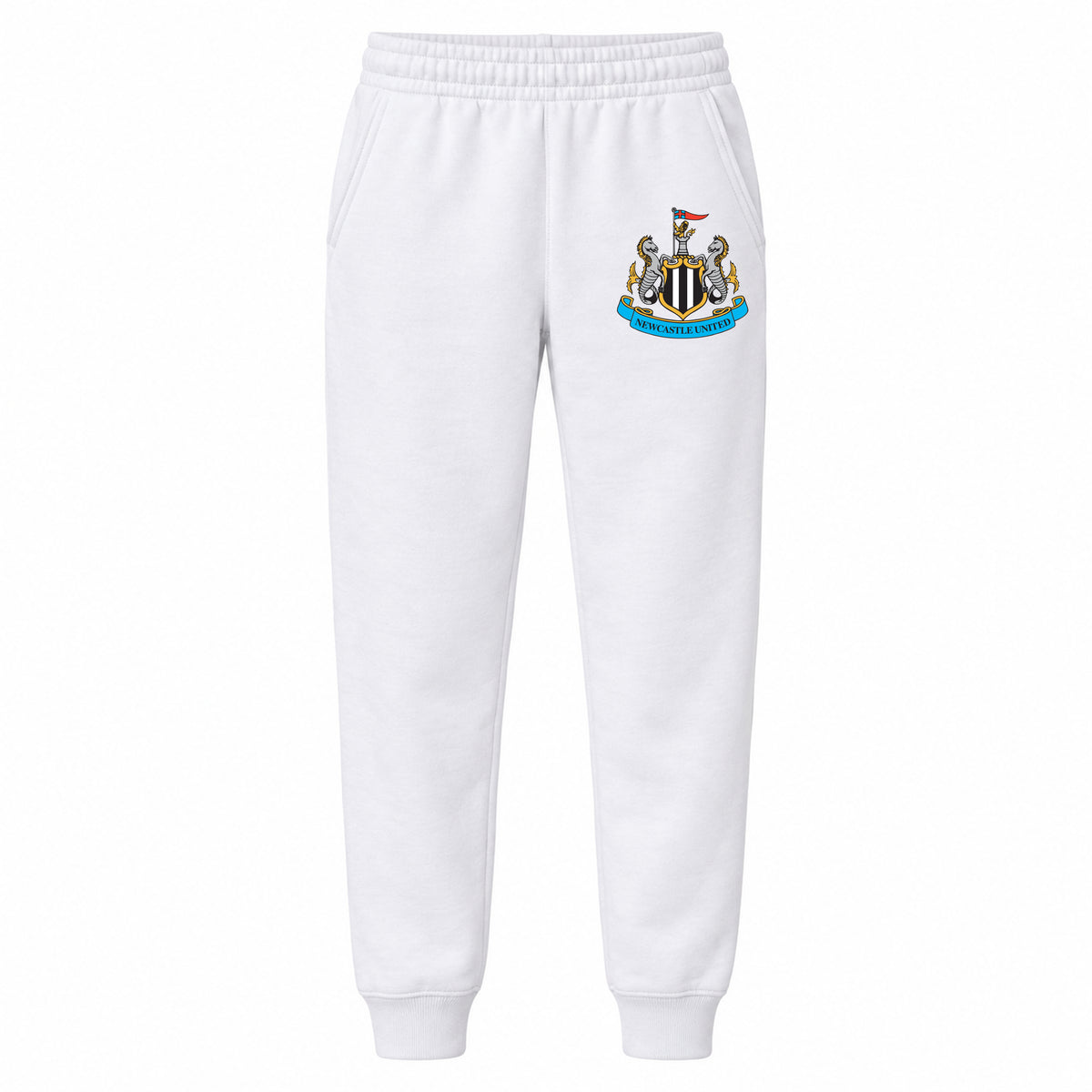 Newcastle United FC youth jogger sweatpants, White, Youth Large ages 10–12