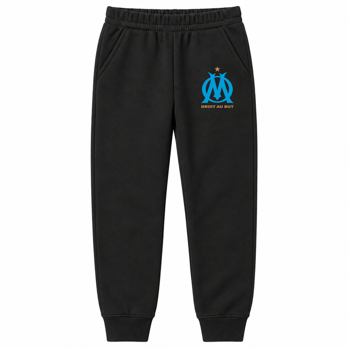 Olympique de Marseille FC youth jogger sweatpants, Black, Youth Large ages 10–12
