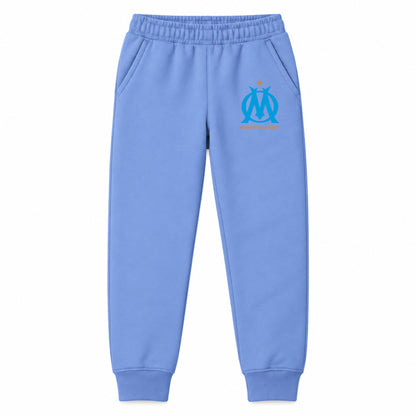 Olympique de Marseille FC youth jogger sweatpants, Carolina Blue, Youth Large ages 10–12