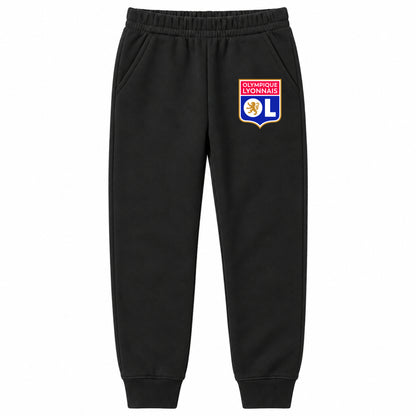 Olympique Lyonnais FC youth jogger sweatpants, Black, Youth Large ages 10–12