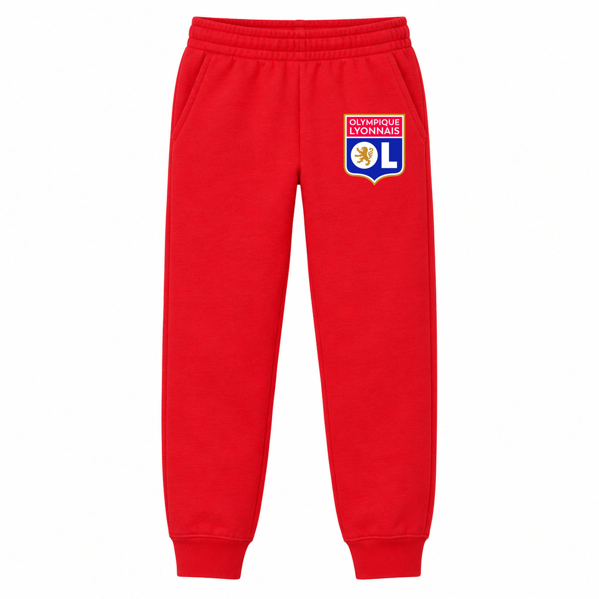 Olympique Lyonnais FC youth jogger sweatpants, Red, Youth Large ages 10–12