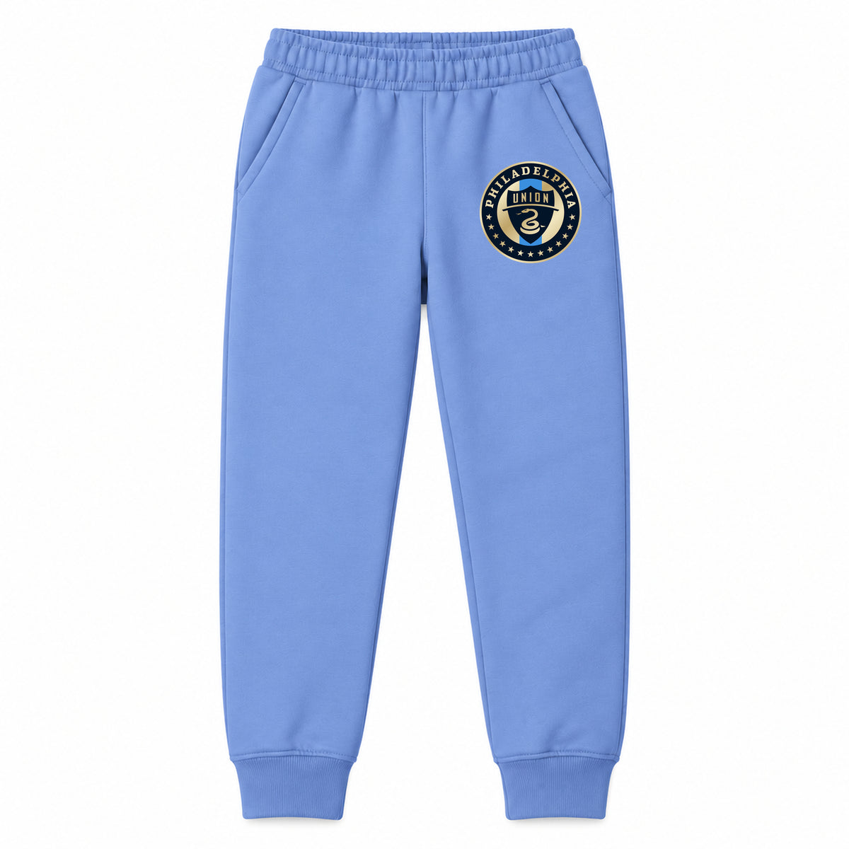 Philadelphia Union FC youth jogger sweatpants, Carolina Blue, Youth Large ages 10–12