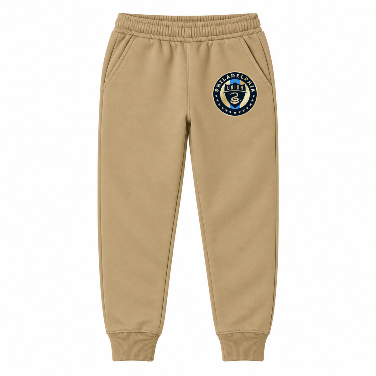 Philadelphia Union FC youth jogger sweatpants, Khaki, Youth Large ages 10–12