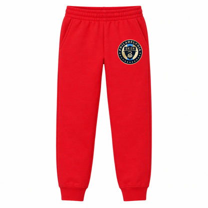Philadelphia Union FC youth jogger sweatpants, Red, Youth Large ages 10–12