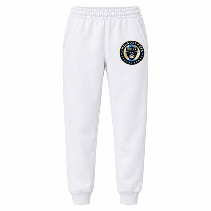 Philadelphia Union FC youth jogger sweatpants, White, Youth Large ages 10–12