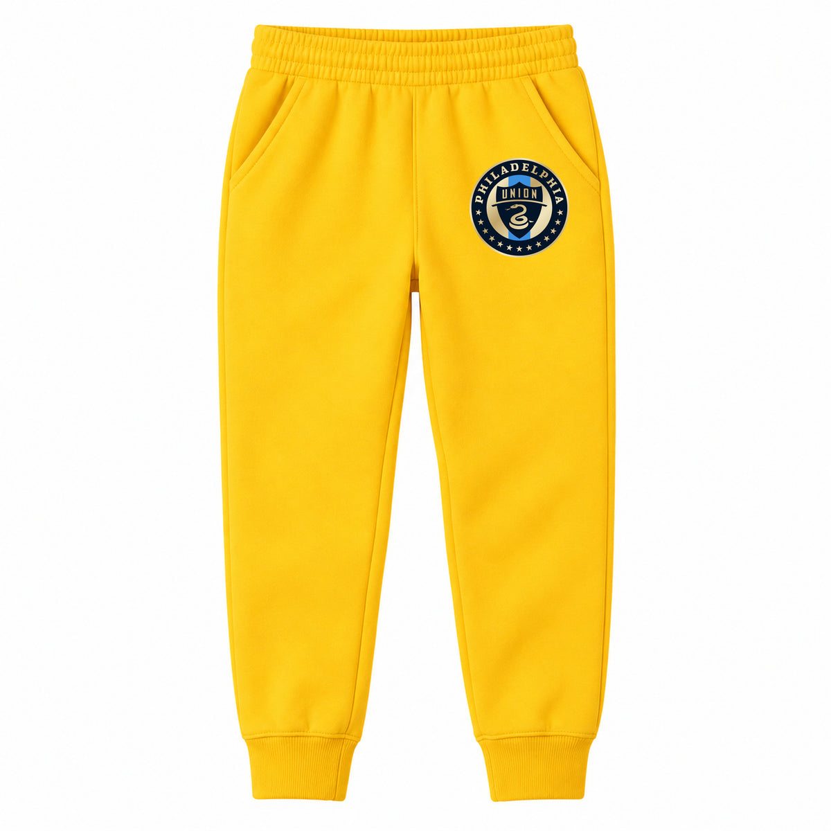 Philadelphia Union FC youth jogger sweatpants, Yellow, Youth Large ages 10–12