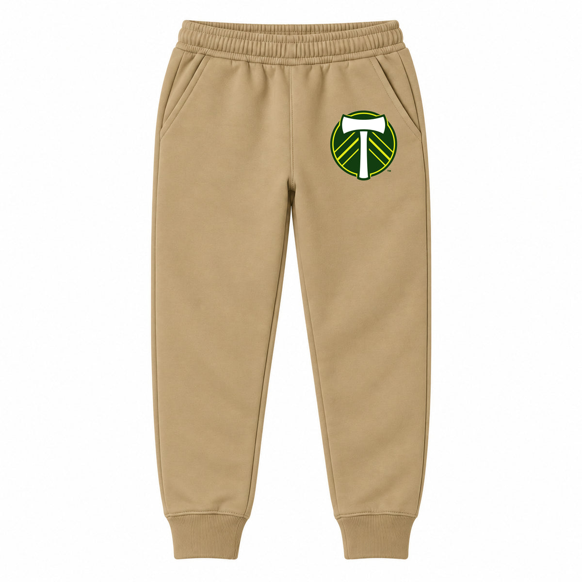 Portland Timbers FC youth jogger sweatpants, Khaki, Youth Large ages 10–12