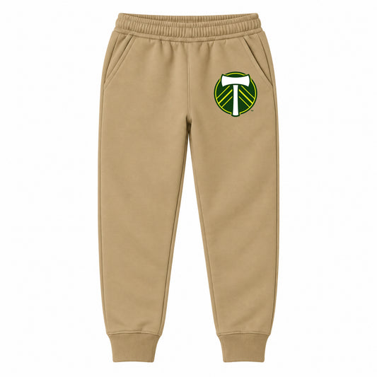 Portland Timbers FC youth jogger sweatpants, Khaki, Youth Large ages 10–12