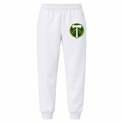 Portland Timbers FC youth jogger sweatpants, White, Youth Large ages 10–12