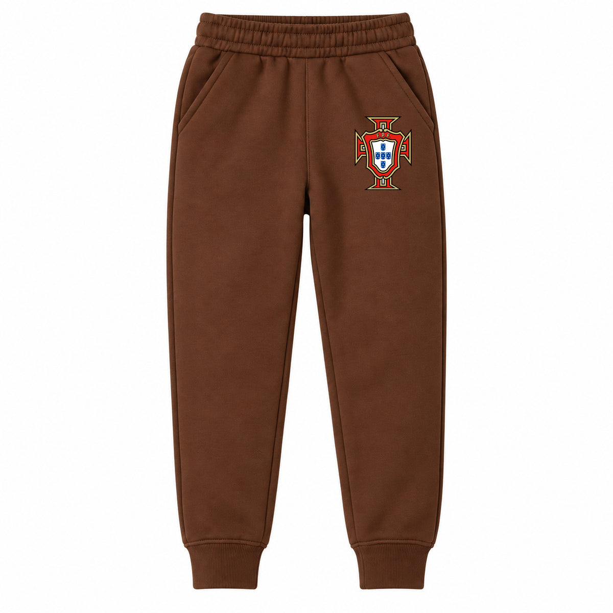 Portugal National Soccer Team youth jogger sweatpants, Brown, Youth Large ages 10–12