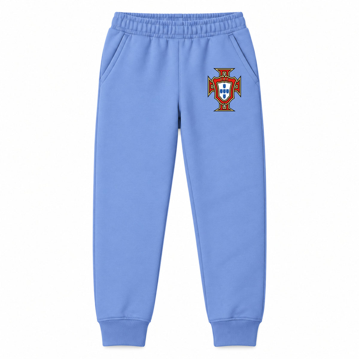 Portugal National Soccer Team youth jogger sweatpants, Carolina Blue, Youth Large ages 10–12