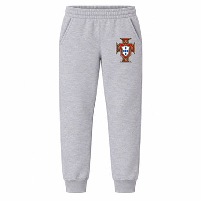 Portugal National Soccer Team youth jogger sweatpants, Grey, Youth Large ages 10–12
