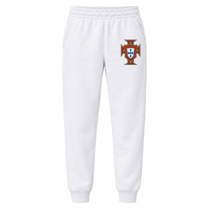 Portugal National Soccer Team youth jogger sweatpants, White, Youth Large ages 10–12