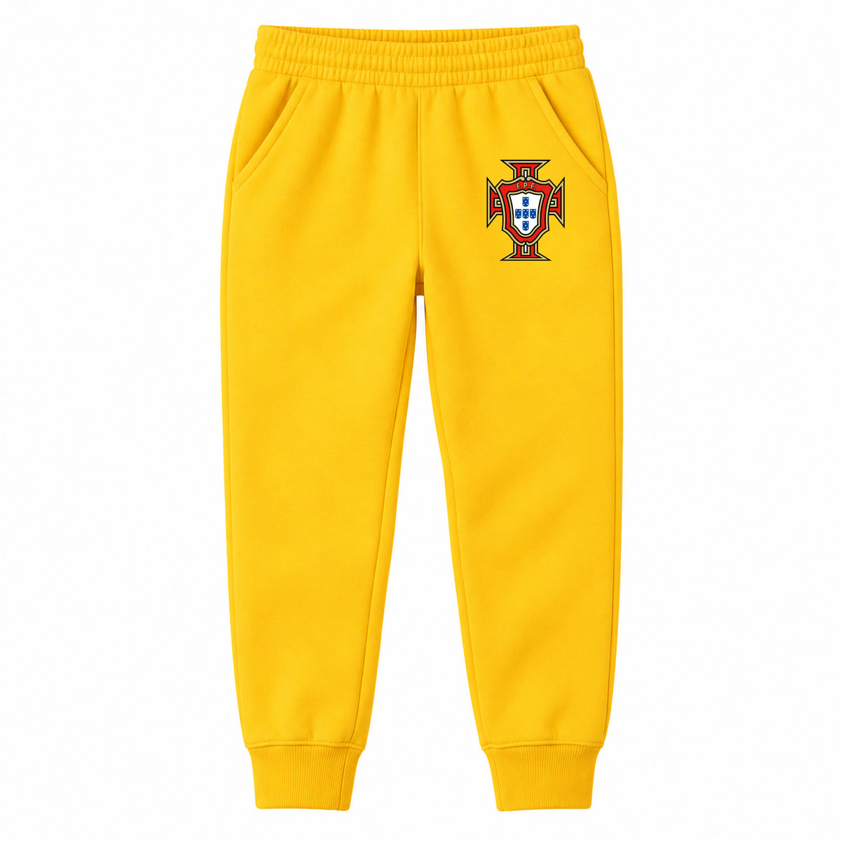 Portugal National Soccer Team youth jogger sweatpants, Yellow, Youth Large ages 10–12