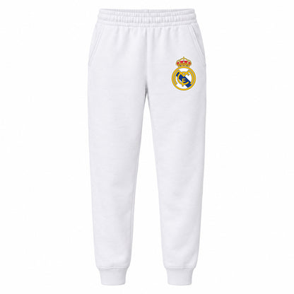 Real Madrid Soccer youth jogger sweatpants, White, Youth Large ages 10–12