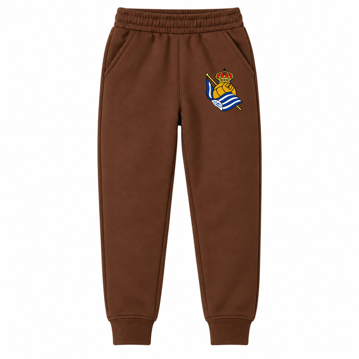 Real Sociedad FC youth jogger sweatpants, Brown, Youth Large ages 10–12