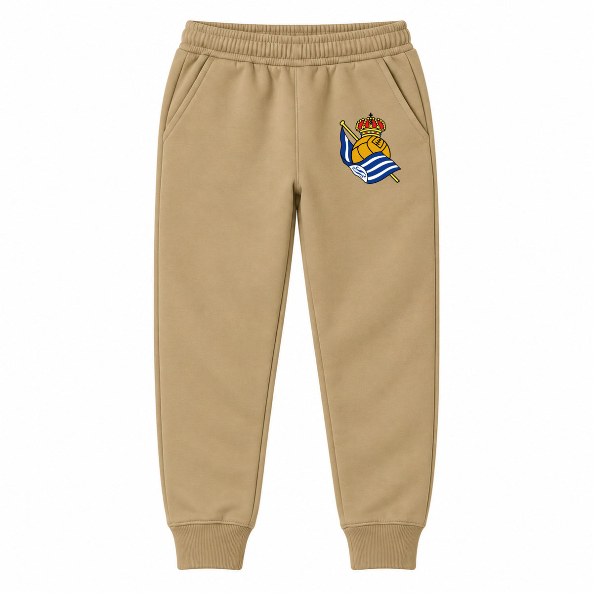 Real Sociedad FC youth jogger sweatpants, Khaki, Youth Large ages 10–12