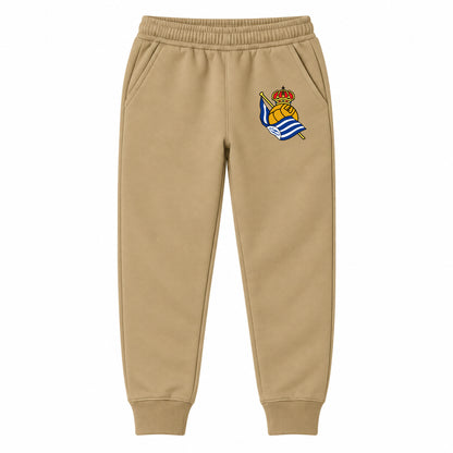 Real Sociedad FC youth jogger sweatpants, Khaki, Youth Large ages 10–12