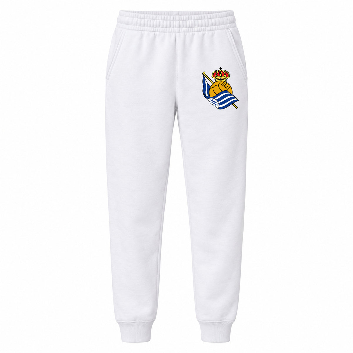 Real Sociedad FC youth jogger sweatpants, White, Youth Large ages 10–12