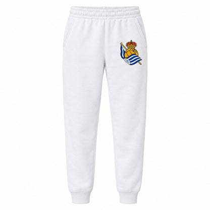 Real Sociedad FC youth jogger sweatpants, White, Youth Large ages 10–12