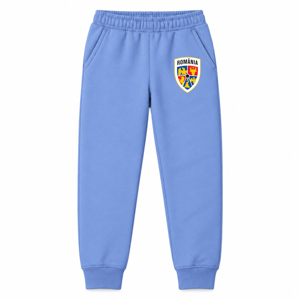Romania National Soccer Team youth jogger sweatpants, Carolina Blue, Youth Large ages 10–12