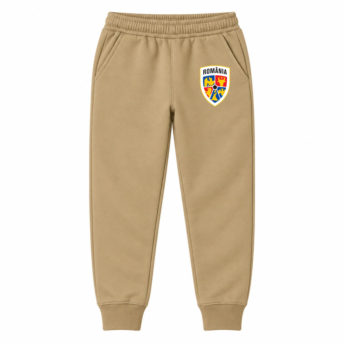 Romania National Soccer Team youth jogger sweatpants, Khaki, Youth Large ages 10–12