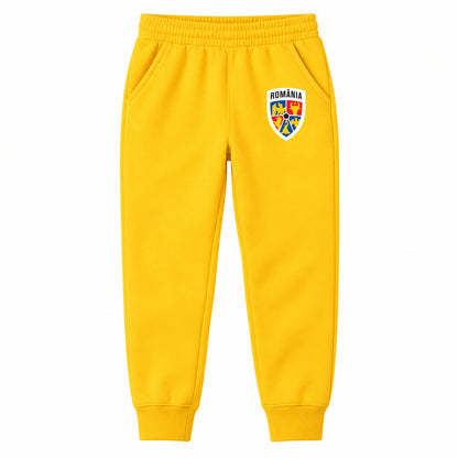 Romania National Soccer Team youth jogger sweatpants, Yellow, Youth Large ages 10–12