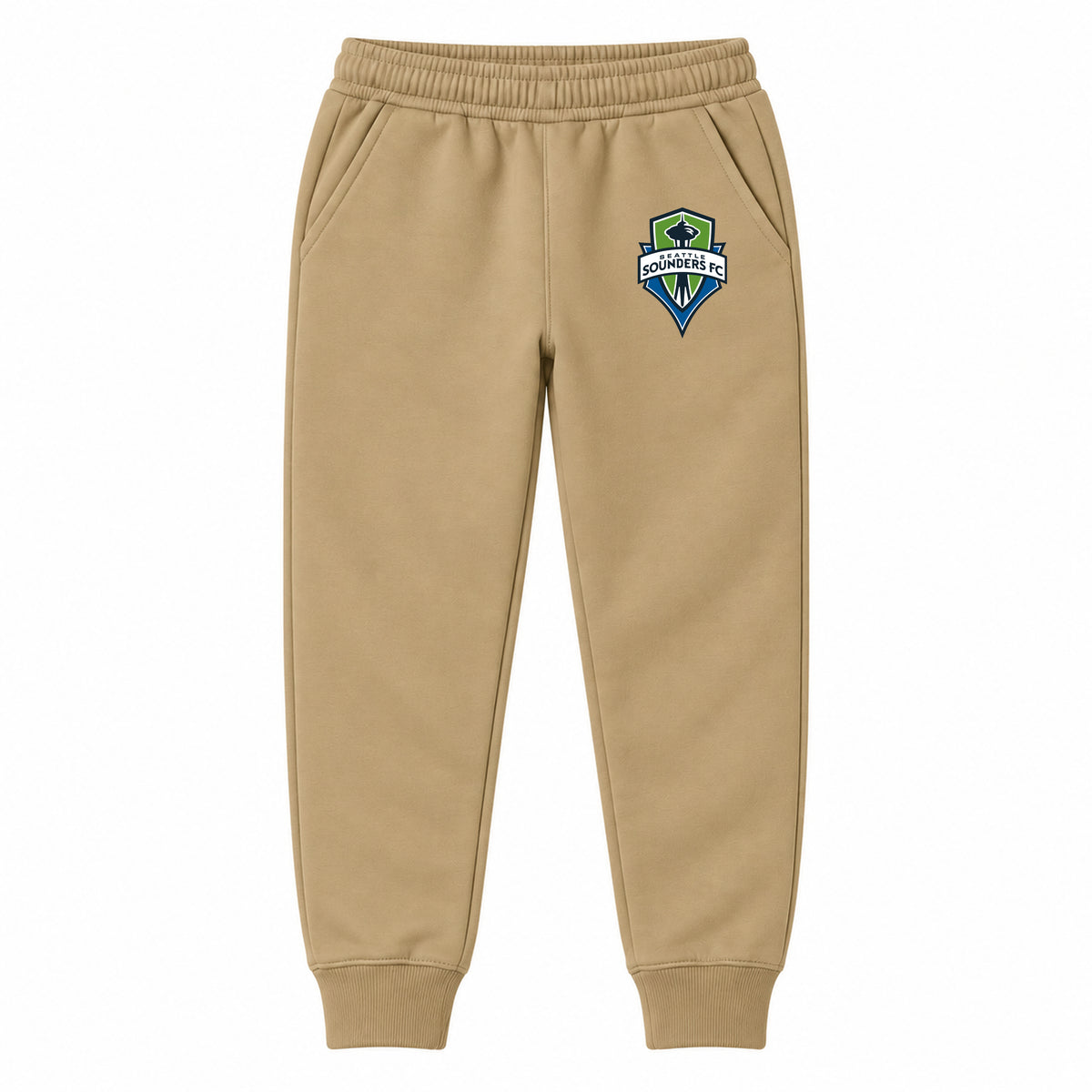 Seattle Sounders FC youth jogger sweatpants, Khaki, Youth Large ages 10–12