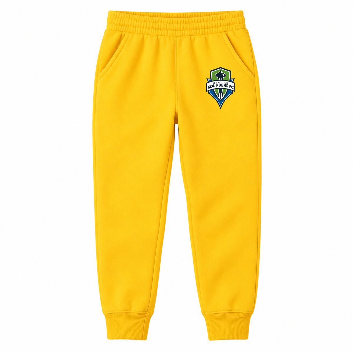 Seattle Sounders FC youth jogger sweatpants, Yellow, Youth Large ages 10–12