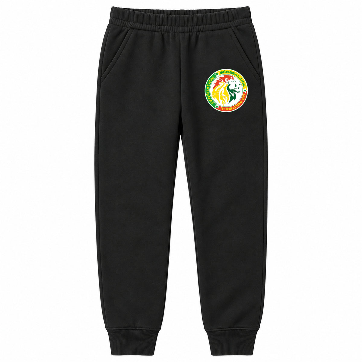 Senegal National Soccer Team youth jogger sweatpants, Black, Youth Large ages 10–12