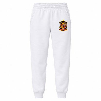 Spain National Soccer Team youth jogger sweatpants, White, Youth Large ages 10–12