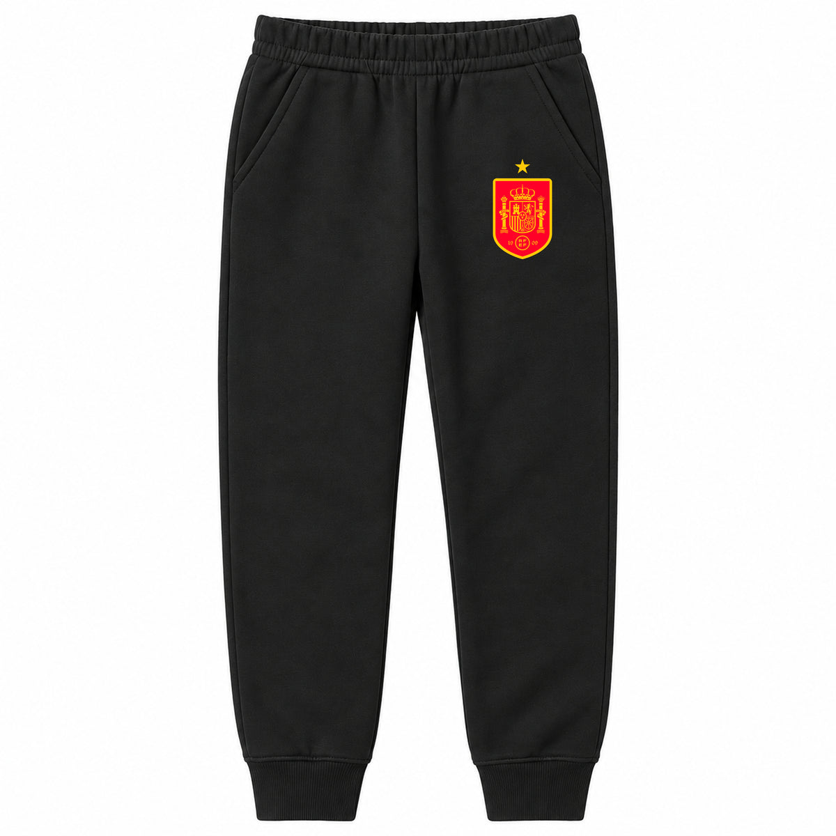 Spain Red Logo National Soccer Team youth jogger sweatpants, Black, Youth Large ages 10–12