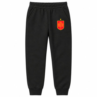 Spain Red Logo National Soccer Team youth jogger sweatpants, Black, Youth Large ages 10–12