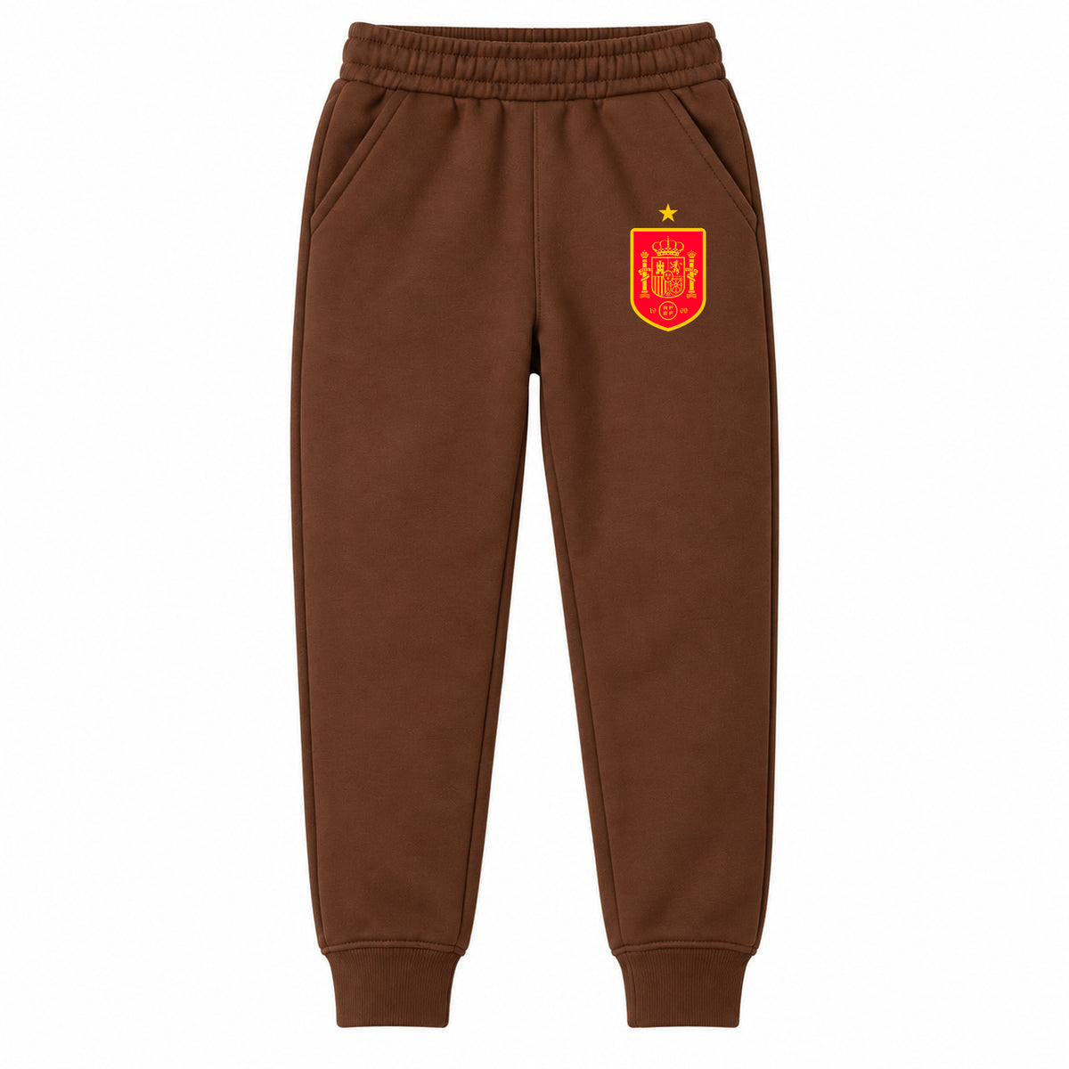 Spain Red Logo National Soccer Team youth jogger sweatpants, Brown, Youth Large ages 10–12
