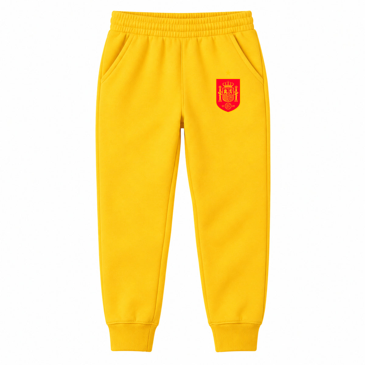 Spain Red Logo National Soccer Team youth jogger sweatpants, Yellow, Youth Large ages 10–12