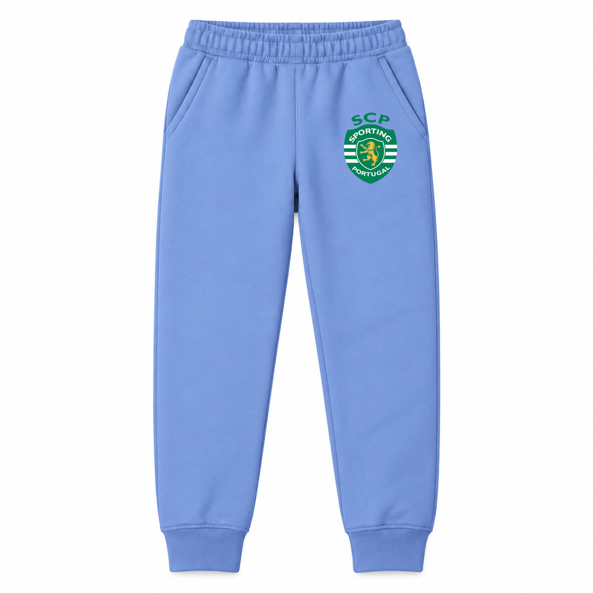 Sporting CP FC youth jogger sweatpants, Carolina Blue, Youth Large ages 10–12