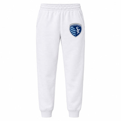 Sporting Kansas City FC youth jogger sweatpants, White, Youth Large ages 10–12